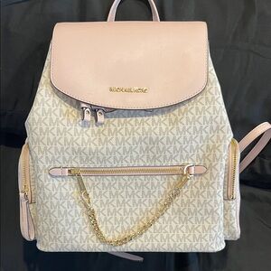 Michael Kors Blush and Cream Logo Backpack